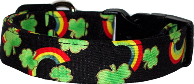 Shamrocks & Rainbows Handmade Dog Collar